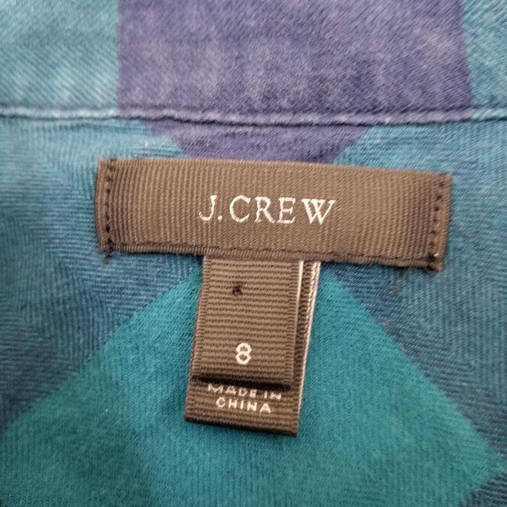 J Crew 8 Top Shrunken Boy Fit Blue Buffalo E0696 - Picture 5 of 5
